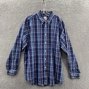 Brooks Brothers Madison Shirt Mens XL Long Sleeve Button-Down Blue Plaid Casual